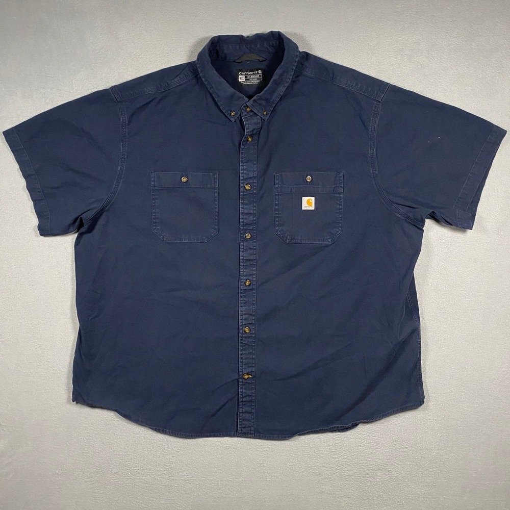 Carhartt Work Shirt Mens 4XL Navy Blue Relaxed Fit Short Sleeve 103555 412